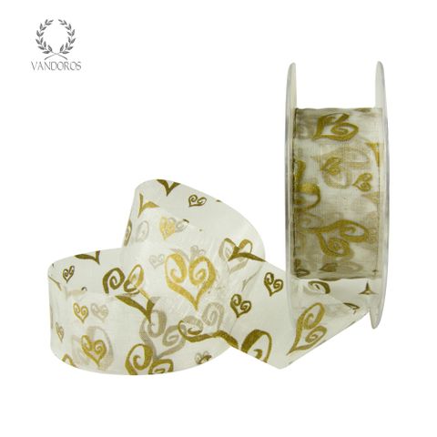 SCROLL HEARTS IVORY/GOLD