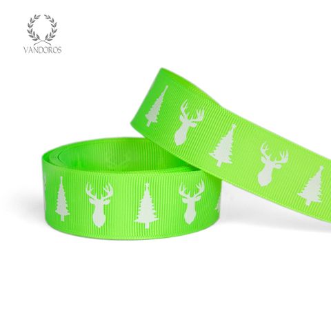 GROSGRAIN DEER & TREE NEON LIME