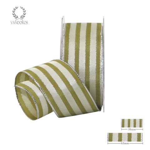 ROYAL TAFFETA WIDE STRIPE OLIVE/IVORY