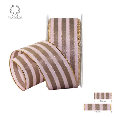 ROYAL TAFFETA WIDE STRIPE PINK/LATTE