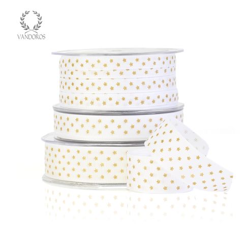 TWINKLE STAR GROSGRAIN WHITE/GOLD