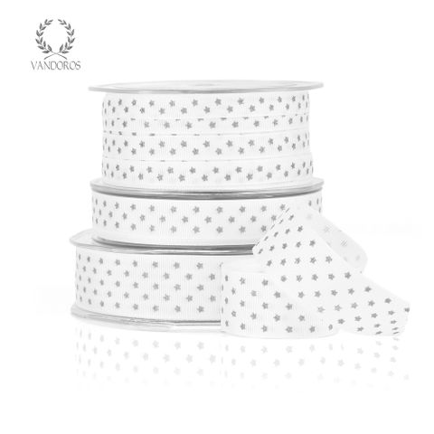 TWINKLE STAR GROSGRAIN WHITE/SILVER