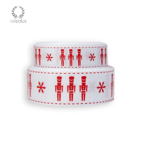 TOY SOLDIER GROSGRAIN WHITE/RED