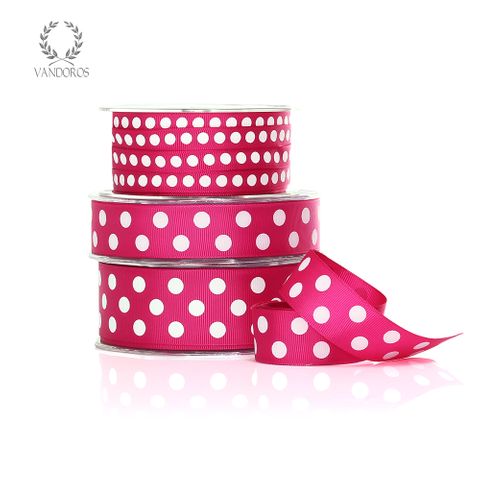 POLKA DOT GROSGRAIN FUCHSIA/WHITE