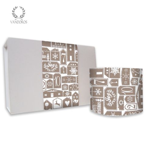 SKINNY WRAP ADVENT CALENDAR UNCOATED FAWN/WHITE 80gsm