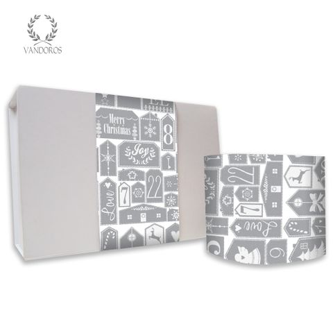 SKINNY WRAP ADVENT CALENDAR SILVER/WHITE 80gsm