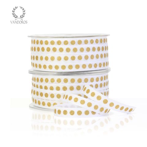 GLITTER DOT GROSGRAIN WHITE/GOLD