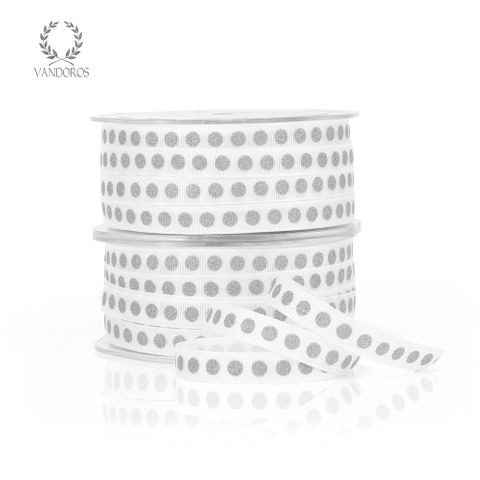 GLITTER DOT GROSGRAIN WHITE/SILVER