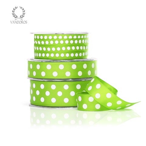 POLKA DOT GROSGRAIN LIME/WHITE