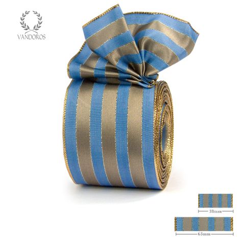 ROYAL TAFFETA WIDE STRIPE BLUE/LATTE