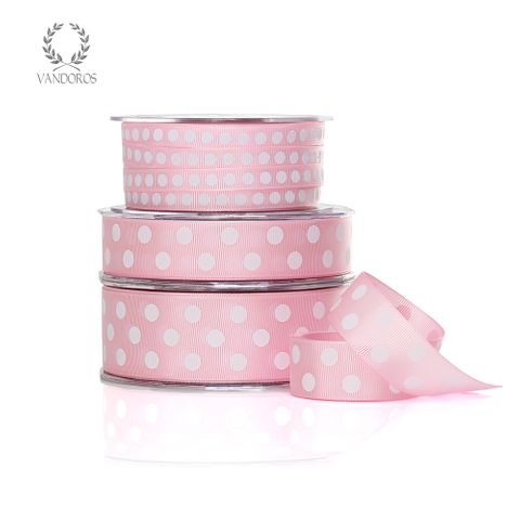 POLKA DOT GROSGRAIN LT. PINK/WHITE