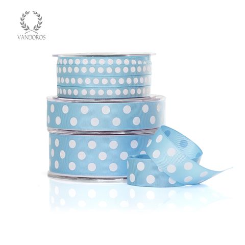 POLKA DOT GROSGRAIN LT. BLUE/WHITE