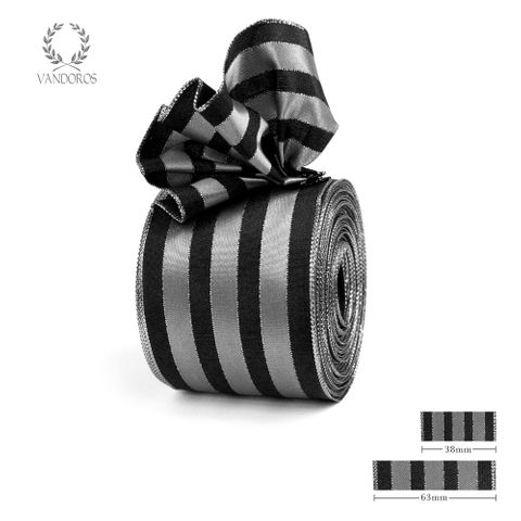 ROYAL TAFFETA WIDE STRIPE BLACK/SILVER