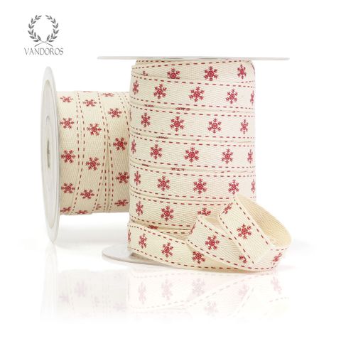 PRINTED TWILL SNOWFLAKE IVORY/RED
