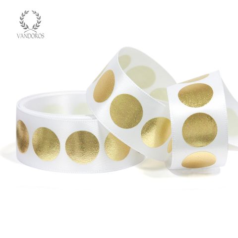 LARGE DOT SATIN WHITE/GOLD