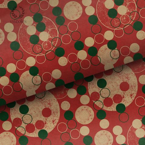 CIRCLES SPICE RED/GREEN KRAFT PAPER 70gsm