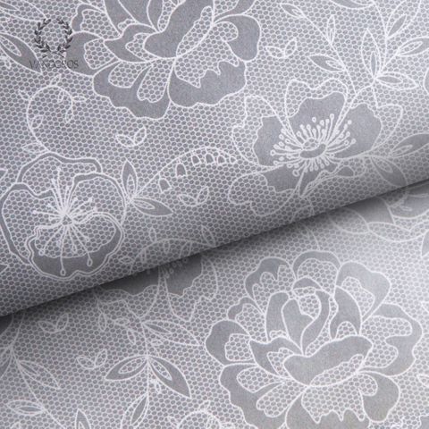 CECILE LACE UNCOATED SILVER 80gsm