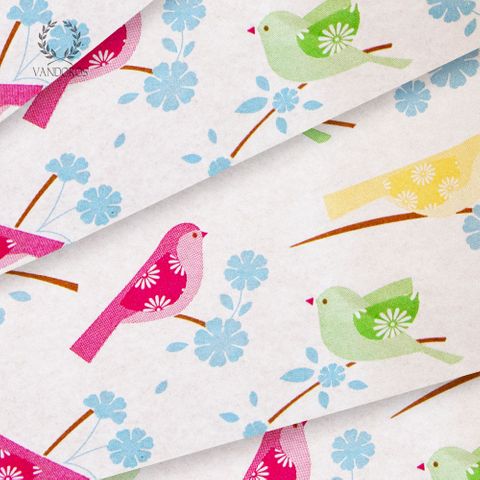 SATIN WRAP SONG BIRD PRINT TISSUE PAPER 200 SHEETS 17gsm