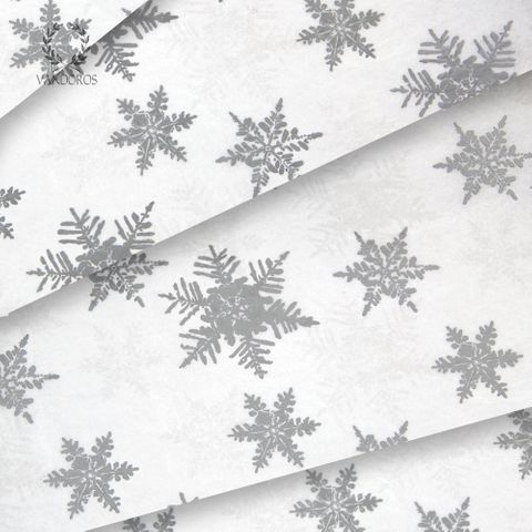 PEARL/SILVER  SNOWFLAKE SATIN WRAP TISSUE PAPER 200 SHEETS 17gsm