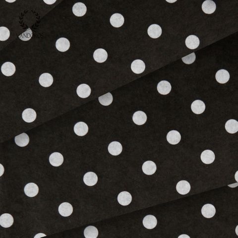 BLACK WITH WHITE DOTS SATIN WRAP TISSUE PAPER 240 SHEETS 17gsm