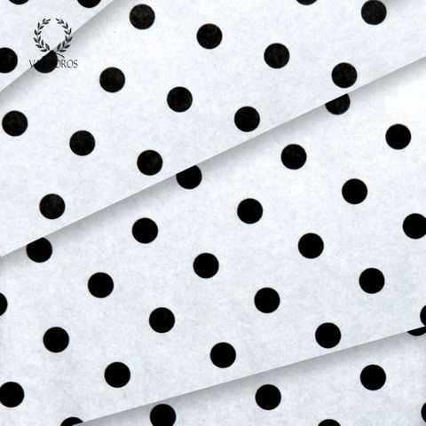 WHITE WITH BLACK DOTS SATIN WRAP TISSUE PAPER 240 SHEETS 17gsm