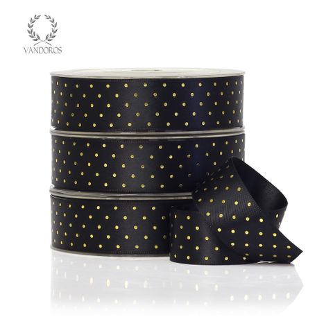 FOIL SATIN DOT BLACK/GOLD