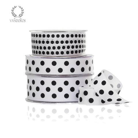 POLKA DOT GROSGRAIN WHITE/BLACK