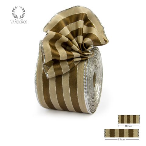 ROYAL TAFFETA WIDE STRIPE BROWN/LATTE