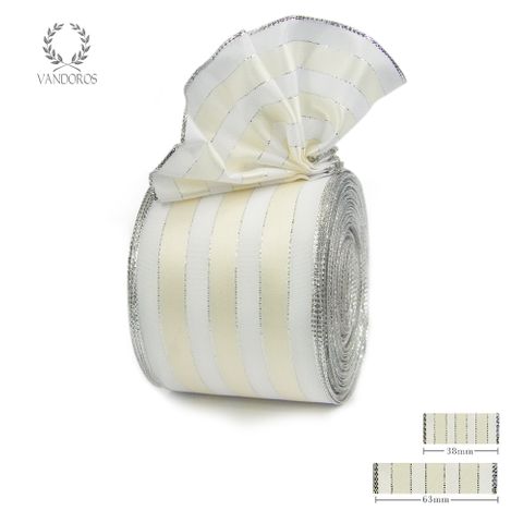 ROYAL TAFFETA WIDE STRIPE WHITE/CANDLELIGHT