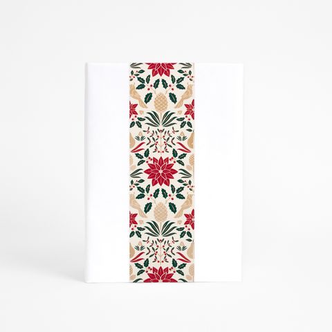 SKINNY WRAP POINSETTIA TRADITIONAL RED/GREEN/GOLD UNCOATED 80gsm
