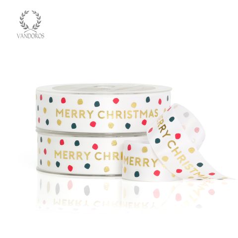 JOLLY CHRISTMAS SATIN WHITE/GOLD