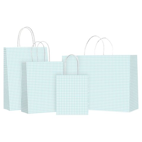 TWISTED HANDLE BAG GINGHAM SEAFOAM