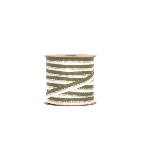 BOBBIN - METALLIC STRIPE GROSGRAIN OLIVE/GOLD