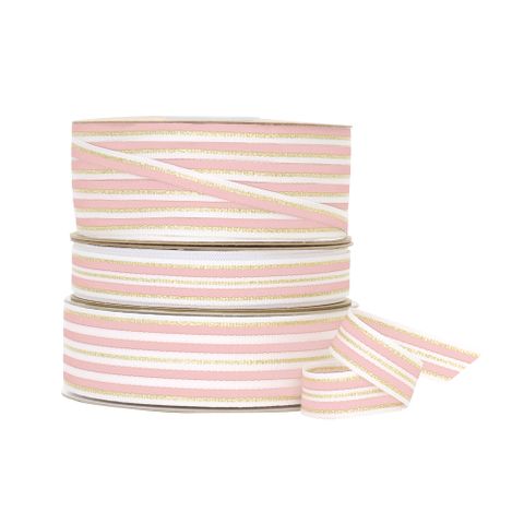 METALLIC STRIPE GROSGRAIN CHAMPAGNE/GOLD