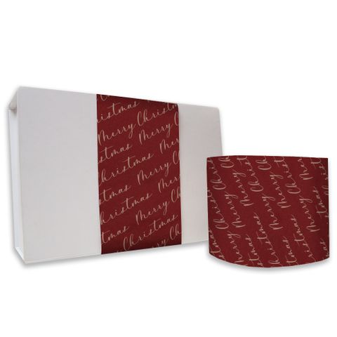 SKINNY WRAP MERRY CHRISTMAS SCRIPT SPICE RED/KRAFT 70gsm