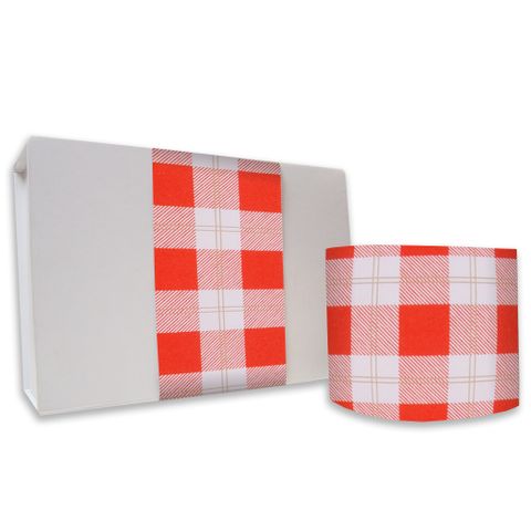 SKINNY WRAP LARGE CHECK POPPY RED/GOLD UNCOATED 80gsm