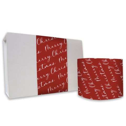 SKINNY WRAP MERRY CHRISTMAS SCRIPT RED/WHITE UNCOATED 80gsm
