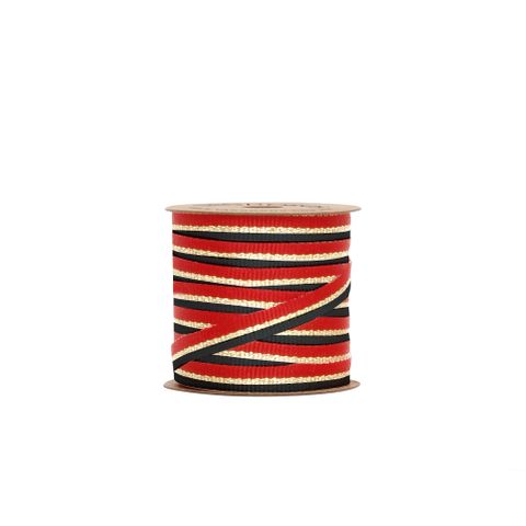 BOBBIN - METALLIC STRIPE GROSGRAIN RED/GREEN