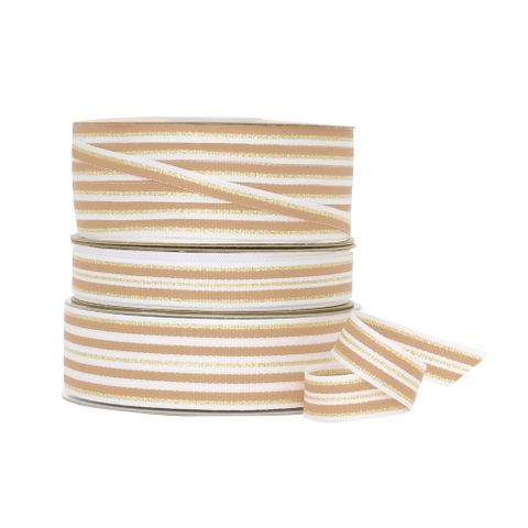 METALLIC STRIPE GROSGRAIN LATTE/GOLD