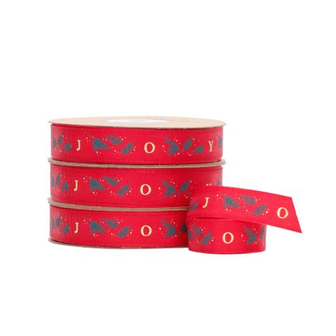 JOY AT CHRISTMAS GROSGRAIN RED/GREEN