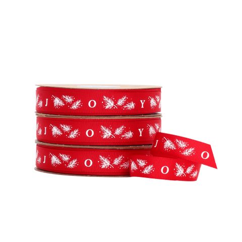 JOY AT CHRISTMAS GROSGRAIN RED/WHITE