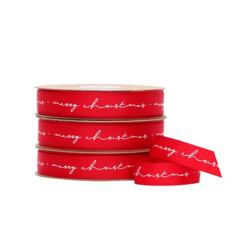 MERRY CHRISTMAS SCRIPT GROSGRAIN RED/WHITE