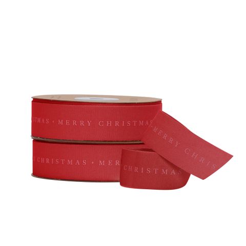 TONAL TAFFETTA MERRY CHRISTMAS RED