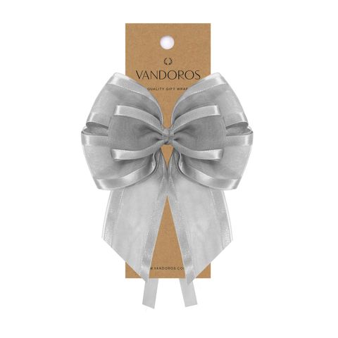 BOW - SATIN EDGE ORGANZA SILVER