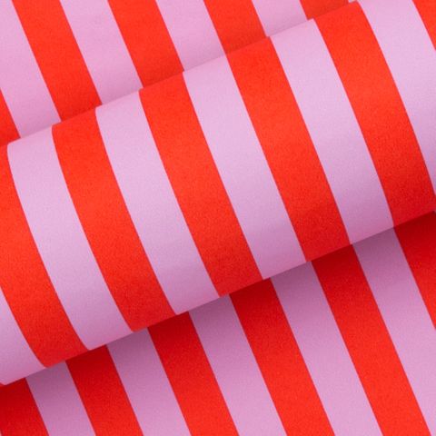 PAVILION STRIPE LILAC/POPPY RED UNCOATED 80gsm
