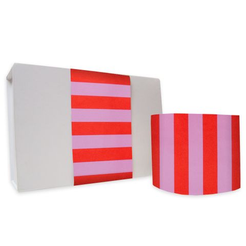 SKINNY WRAP PAVILION STRIPE LILAC/POPPY RED UNCOATED 80gsm