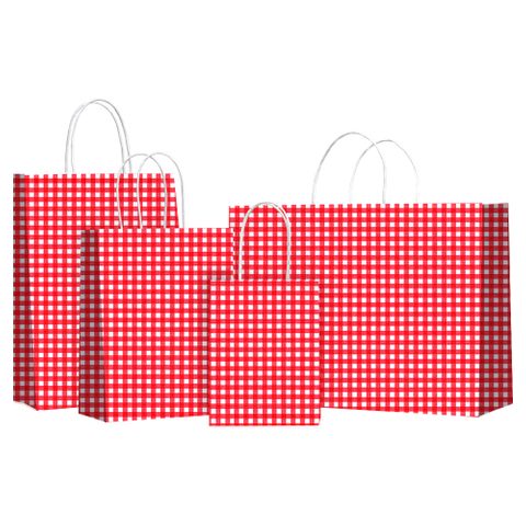 TWISTED HANDLE BAG GINGHAM RED
