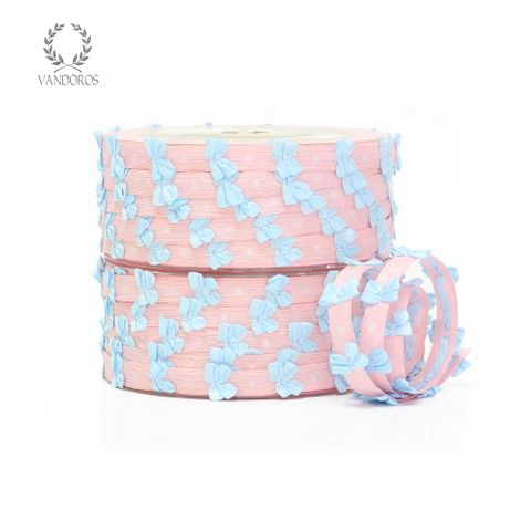 BABY BOWS PINK GROSGRAIN w/BLUE BOWS