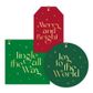 3 XMAS SHAPES RED/GREEN GIFT TAG PACK OF 6