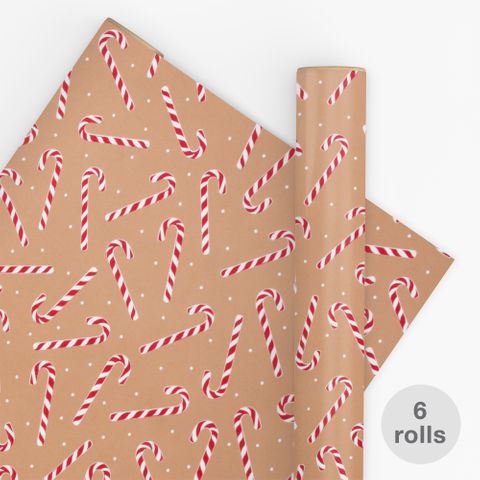 10M PAPER CANDY CANE GINGER/RED 80gsm